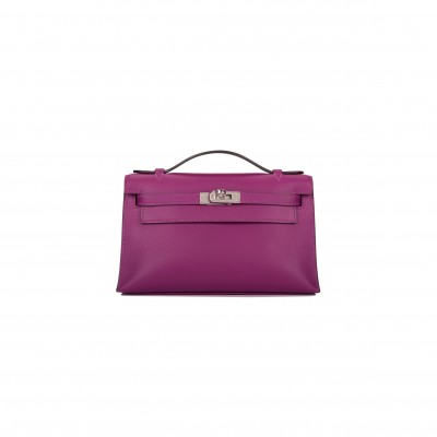 HERMÈS ANEMONE SWIFT MINI KELLY POCHETTE PALLADIUM HARDWARE (22*14*7cm) 
